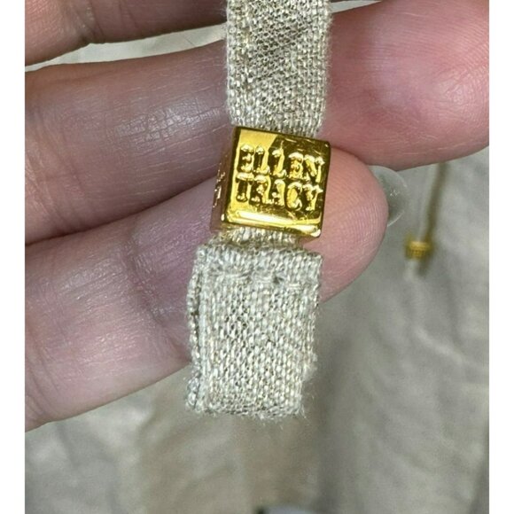 Ellen Tracy Womens XL Beige Linen Short Sleeve Lace-Up Blouse Top - Picture 5 of 9